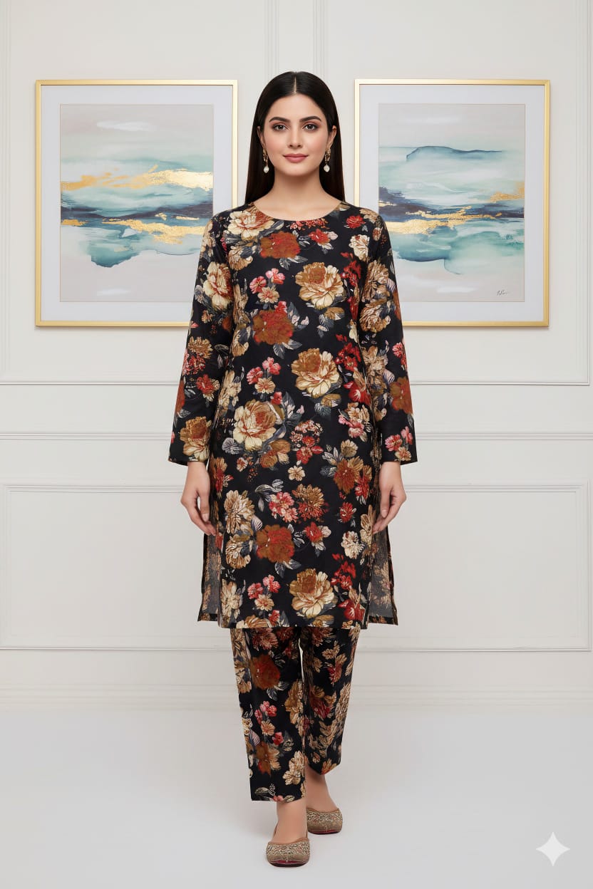 2 Pcs Unstitched Digital Print Suit J-055