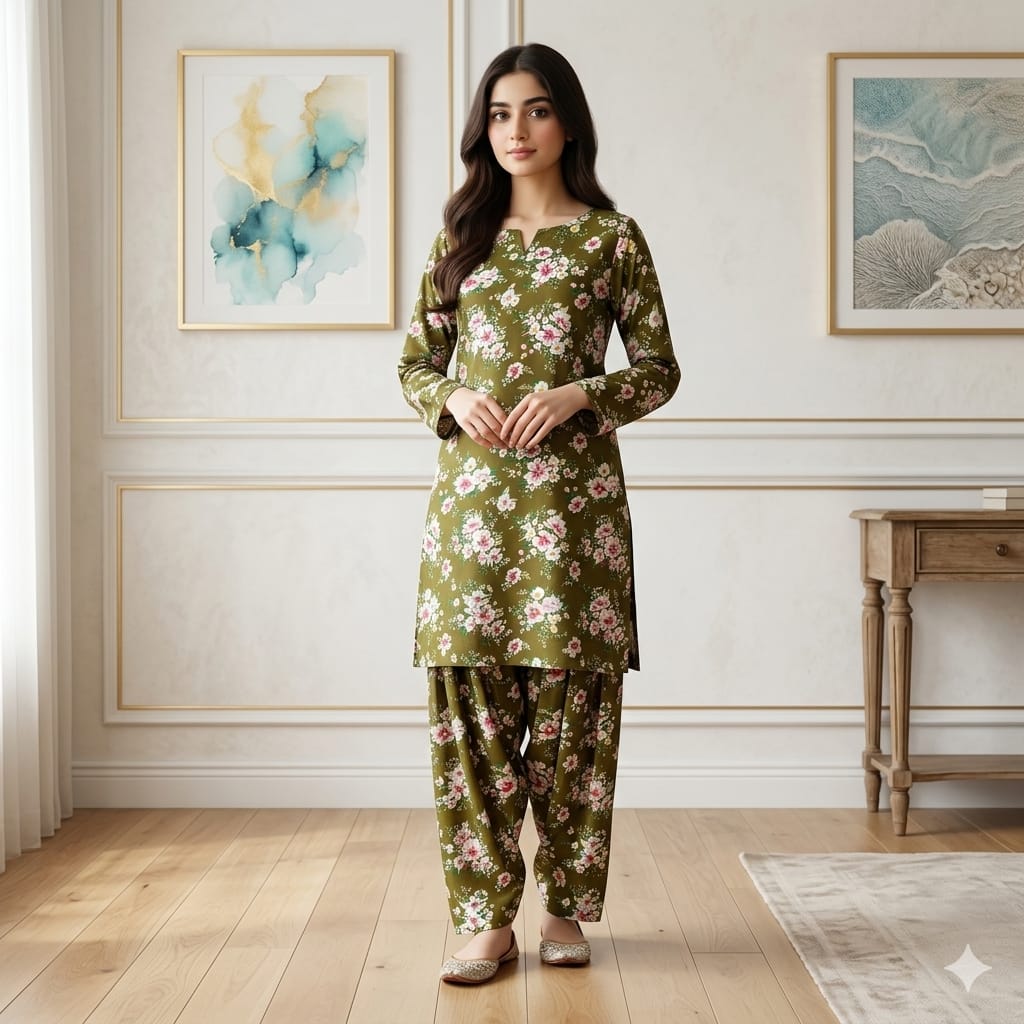 2 Pcs Unstitched Digital Print Suit J-0602