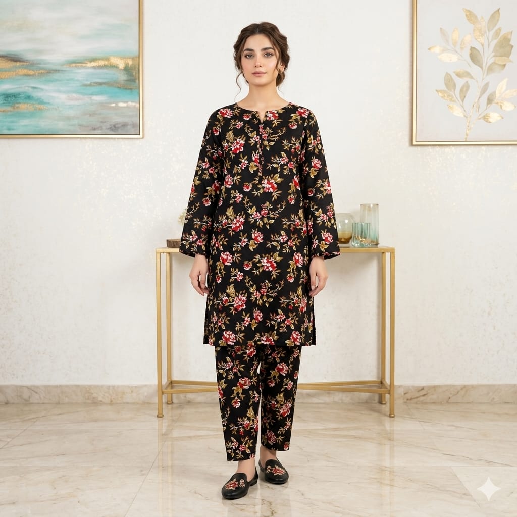 2 Pcs Unstitched Digital Print Suit J-0594
