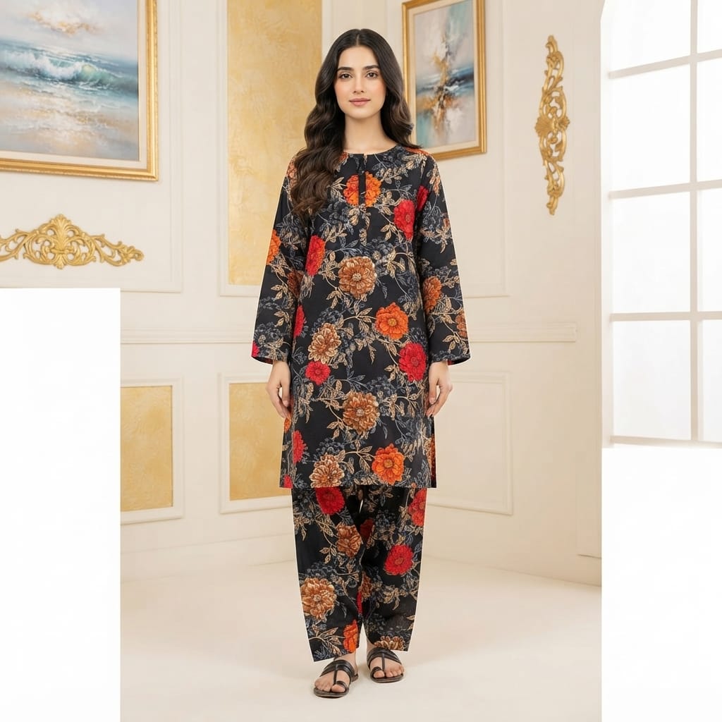 2 Pcs Unstitched Digital Print Suit J-0621