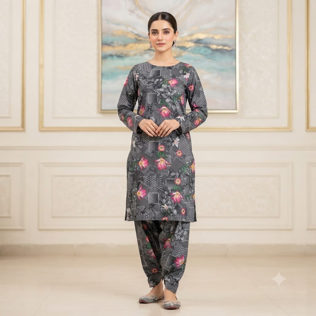 2 Pcs Unstitched Digital Print Suit J-0611