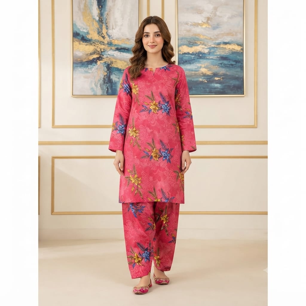 2 Pcs Unstitched Digital Print Suit J-0607